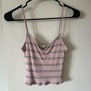 Pink cropped ribbed tank top Size small